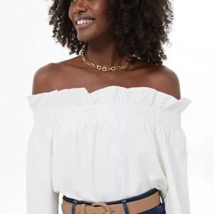 Tuckernuck Top Boho Indie Festival White Off Shoulder